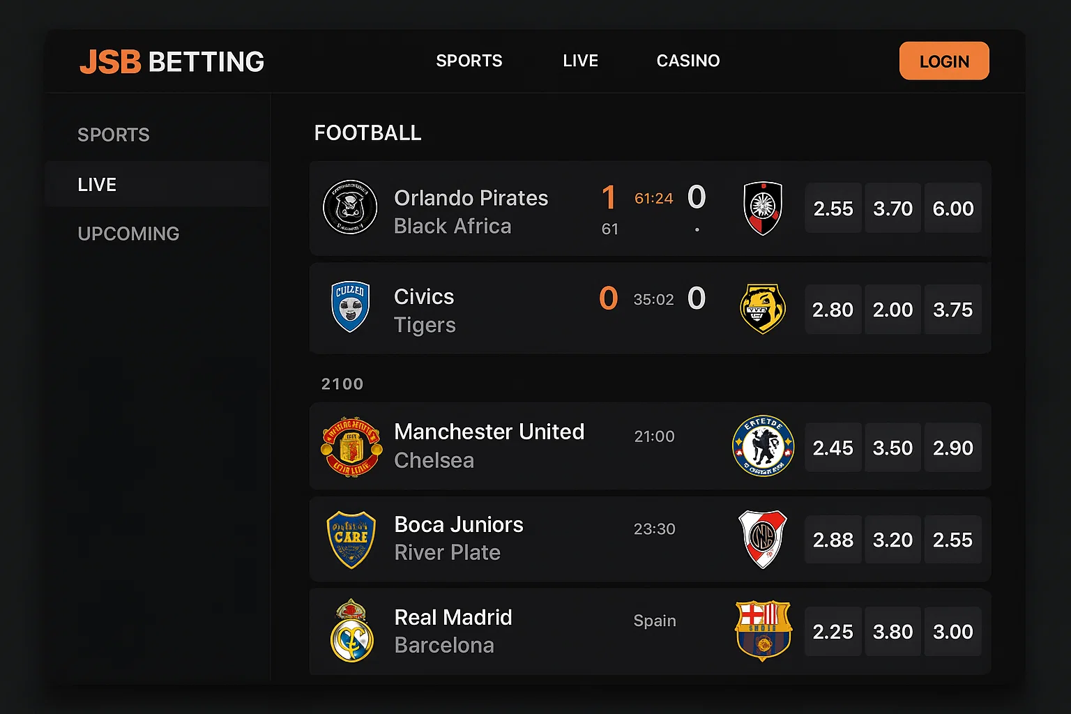 JSB Betting Interface